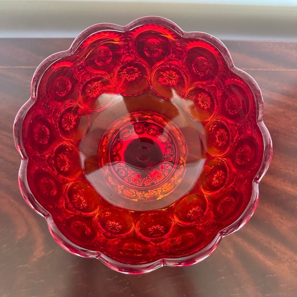 Amberina L.E. Smith Moon and Star Candy Trinket Dish Mid Century Art Glass - Picture 5 of 7